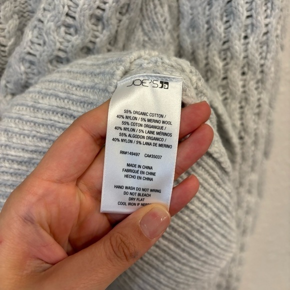 NWT JOES jeans merino wool cotton blend grey cable knit sweater - Picture 5 of 6